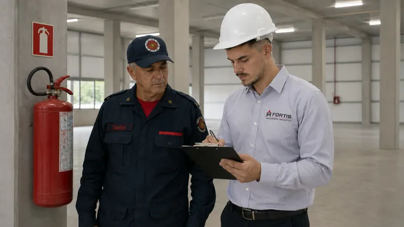 Vistoria do Corpo de Bombeiros para emissão do laudo AVCB em edificação comercial de Santa Catarina