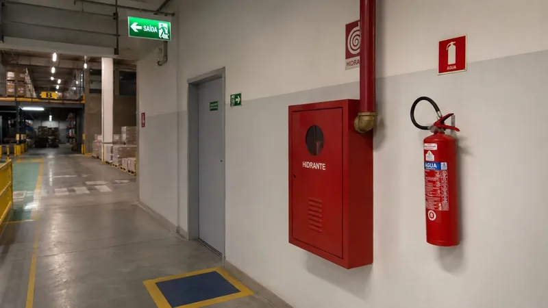 Projeto PPCI para aprovação no CBMSC, planta técnica com capacete de engenharia e caneta